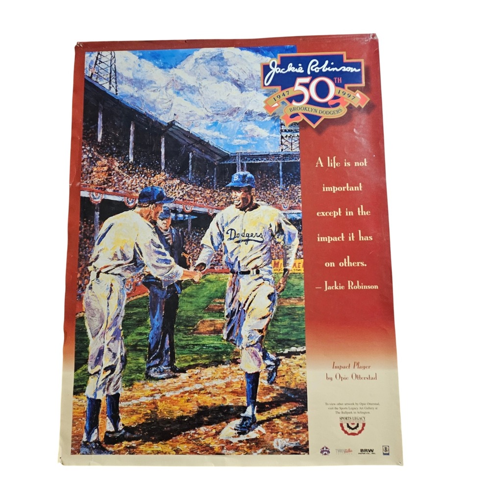 Jackie Robinson 50th Anniversary Brooklyn Dodgers Poster 17x23 Opie Otterstad